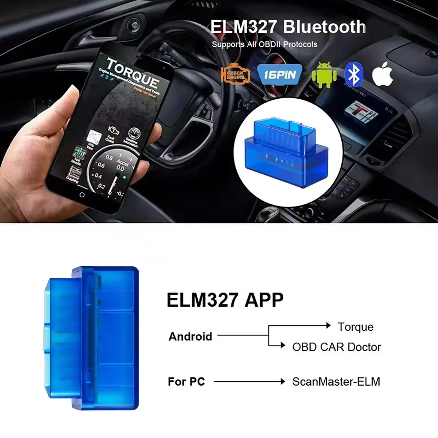 Lector de códigos OBD2 Bluetooth para diagnóstico automotriz 3