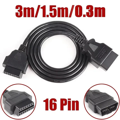 Cable de Extensión OBD2 Macho a Hembra 16 Pines 3m