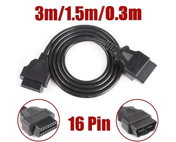 Cable de Extensión OBD2 Macho a Hembra 16 Pines 3m