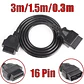 Cable de Extensión OBD2 Macho a Hembra 16 Pines 3m - Miniatura 1