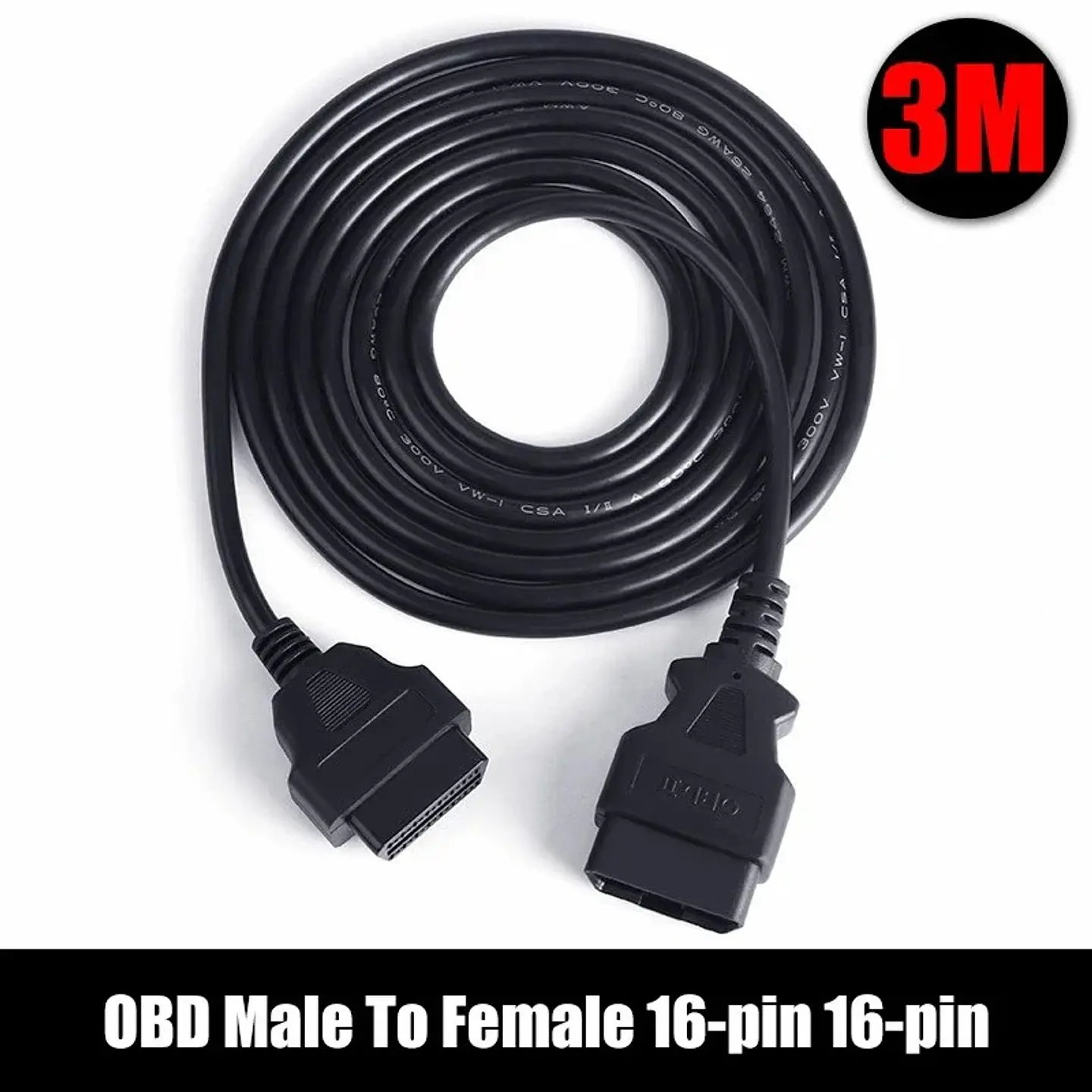 Cable de Extensión OBD2 Macho a Hembra 16 Pines 3m 7