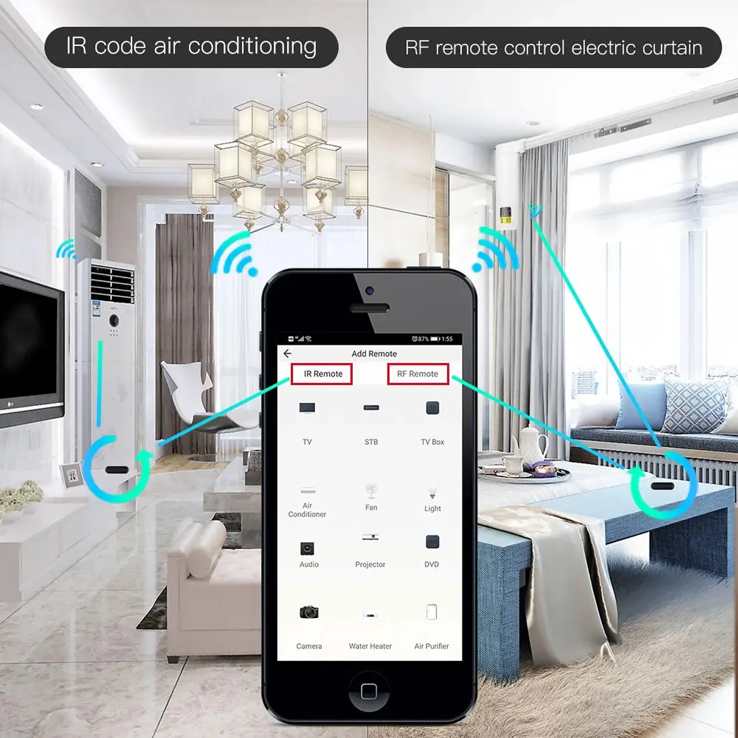 Control Remoto Universal WiFi RF IR para Hogar Inteligente 4