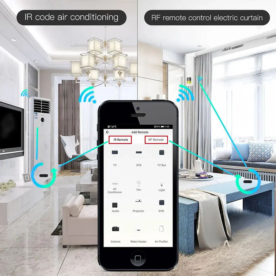 Control Remoto Universal WiFi RF IR para Hogar Inteligente 4
