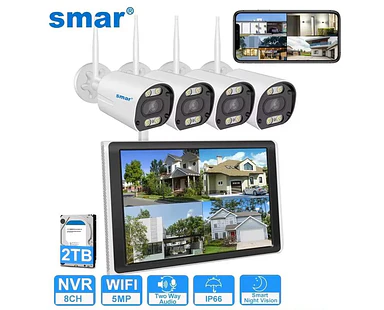Kit Cámara Wifi 5MP NVR 8 Canales Detección Humana