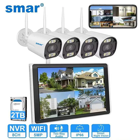 Kit Cámara Wifi 5MP NVR 8 Canales Detección Humana