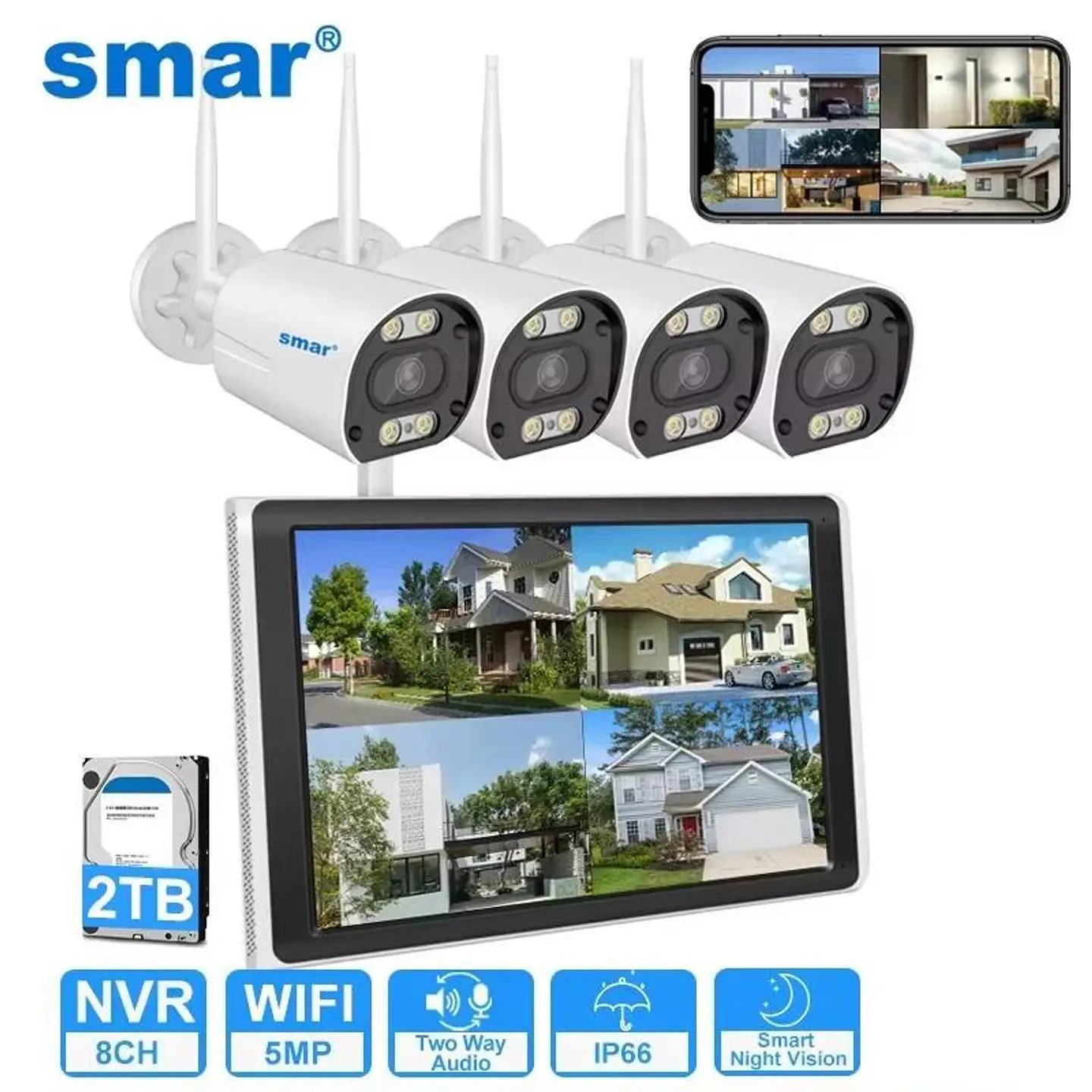 Kit Cámara Wifi 5MP NVR 8 Canales Detección Humana 1