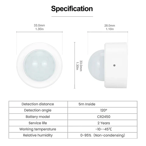 Sensor de Movimiento Zigbee PIR Infrarrojo