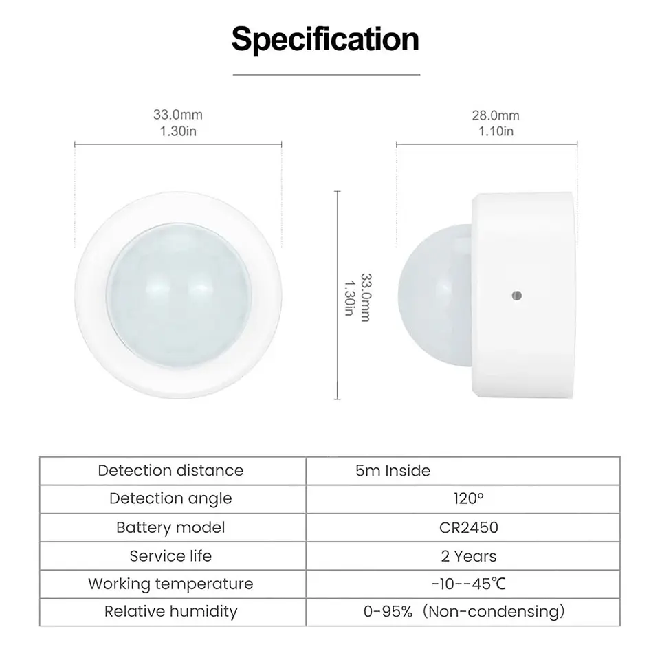 Sensor de Movimiento Zigbee PIR Infrarrojo 2