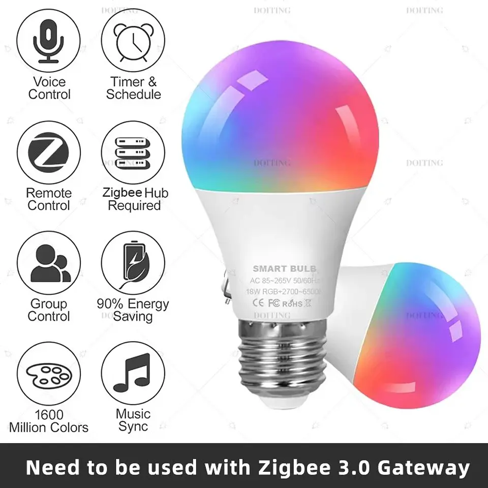 Bombilla LED Inteligente Zigbee E27 B22 3