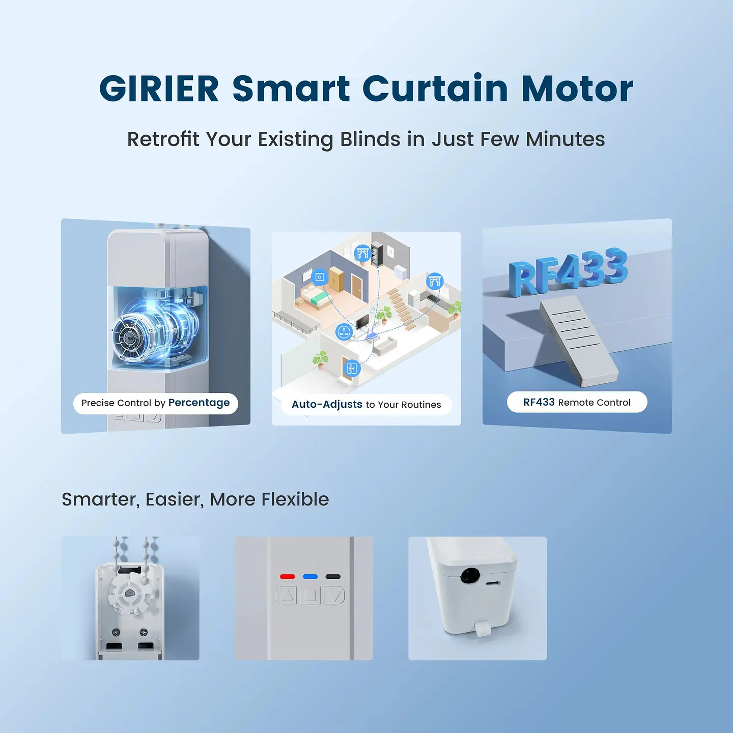 Motor Inteligente para Cortinas WiFi RF433 2