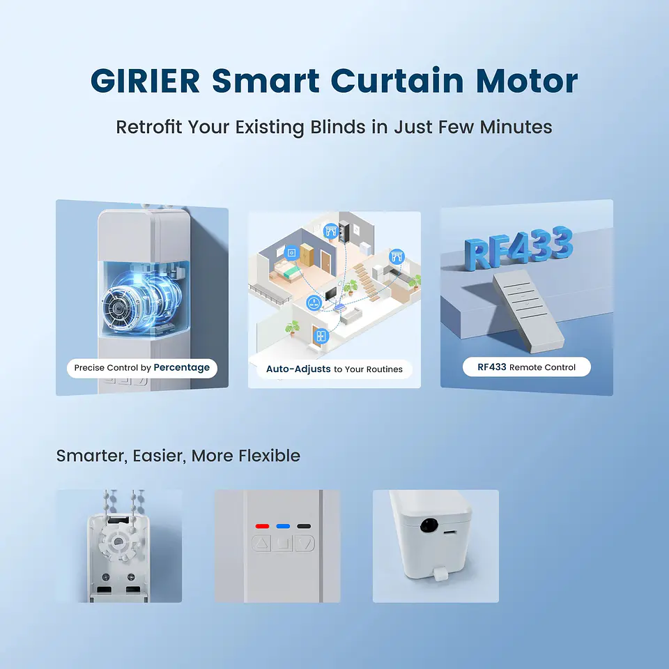 Motor Inteligente para Cortinas WiFi RF433 2