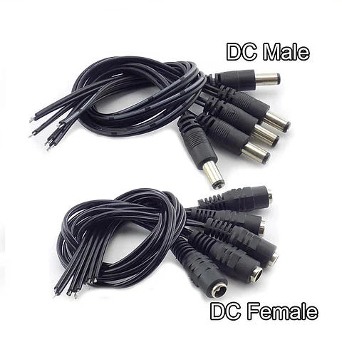 Conectores macho y hembra 12V CC para CCTV y LED