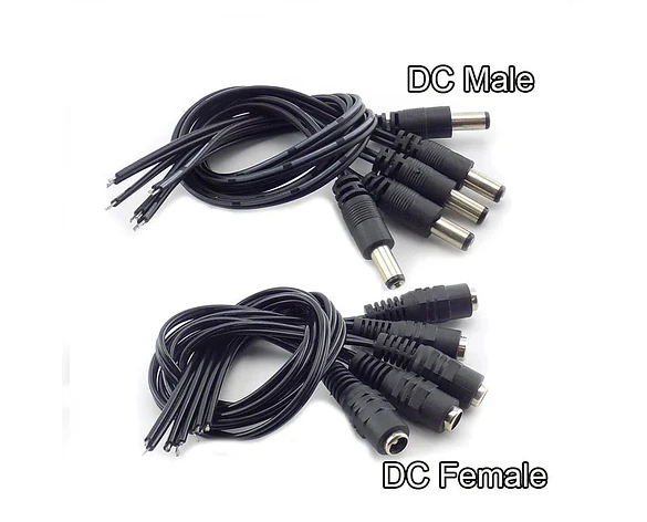 Conectores macho y hembra 12V CC para CCTV y LED