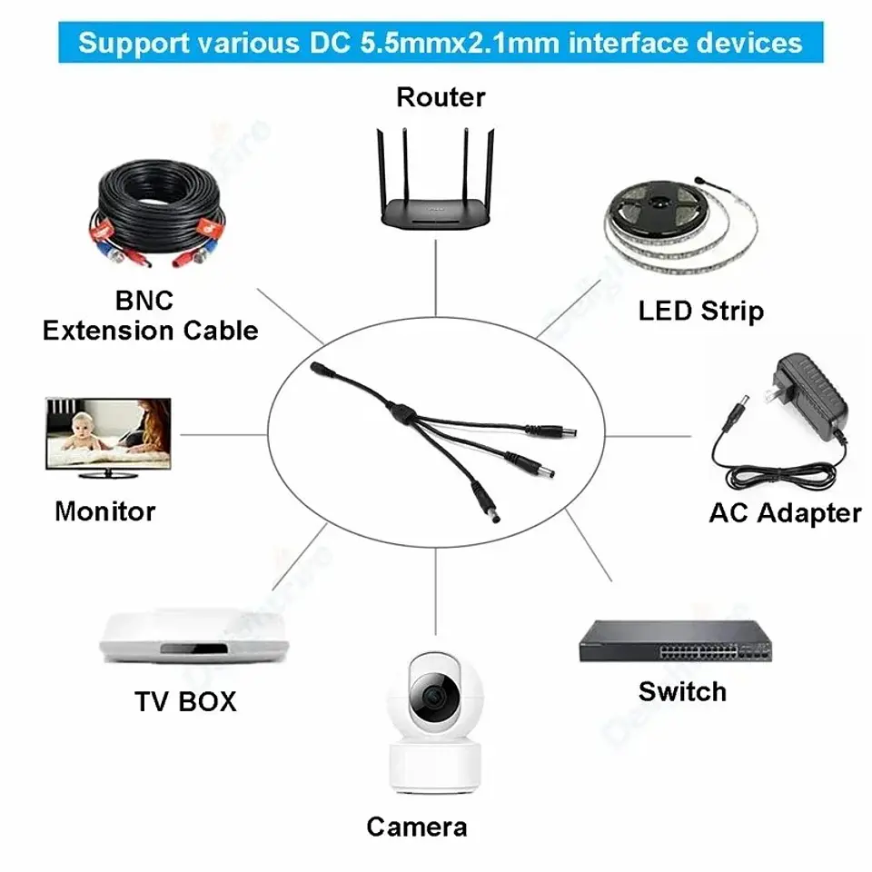 Conector divisor de alimentación DC 5.5x2.1mm 6