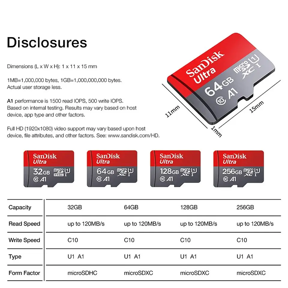 Tarjeta Micro SD 128GB UHS-I A1 para cámaras y dispositivos 5