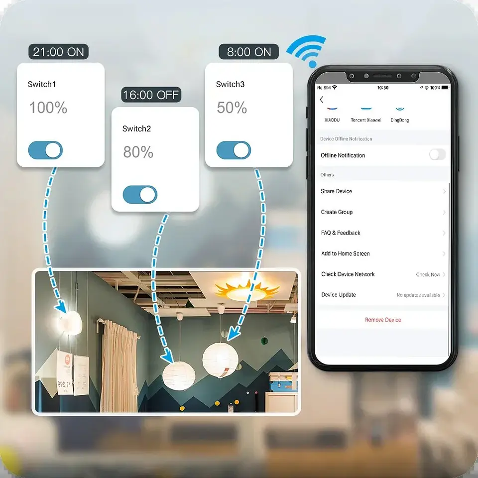 Interruptor atenuador de luz inteligente ZigBee 3