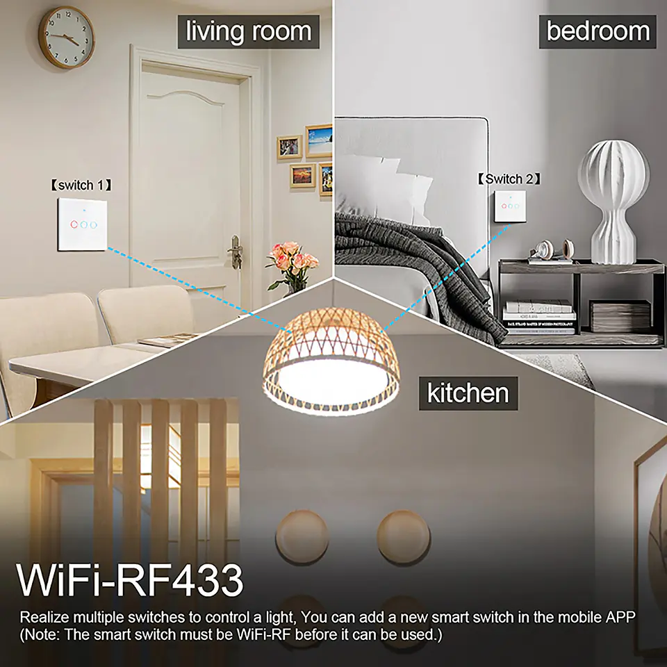 Interruptor de luz inteligente WiFi sin neutro 4