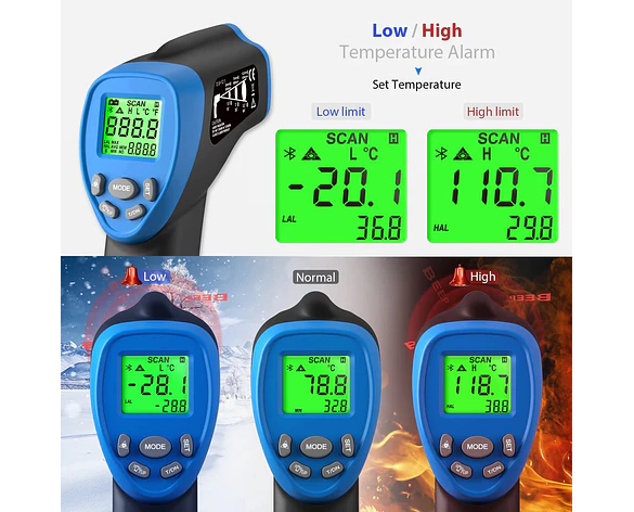 Termómetro Infrarrojo Profesional Rango -50 a 550 °C