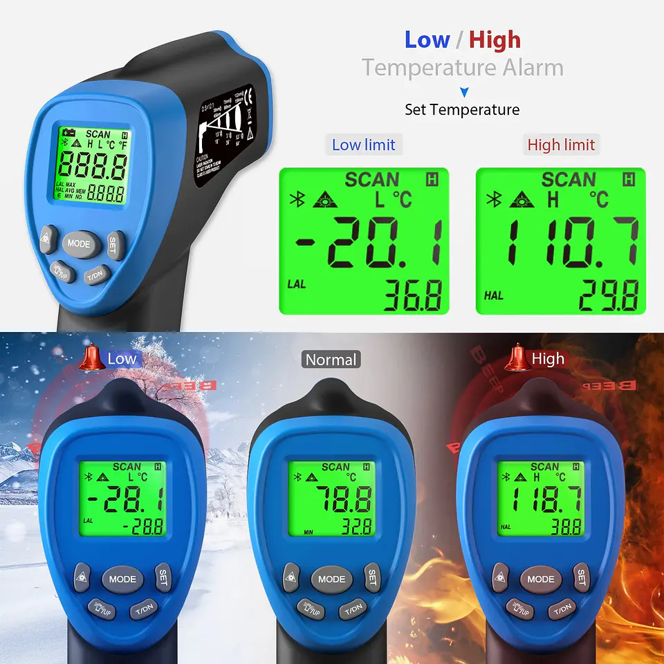 Termómetro Infrarrojo Profesional Rango -50 a 550 °C 6
