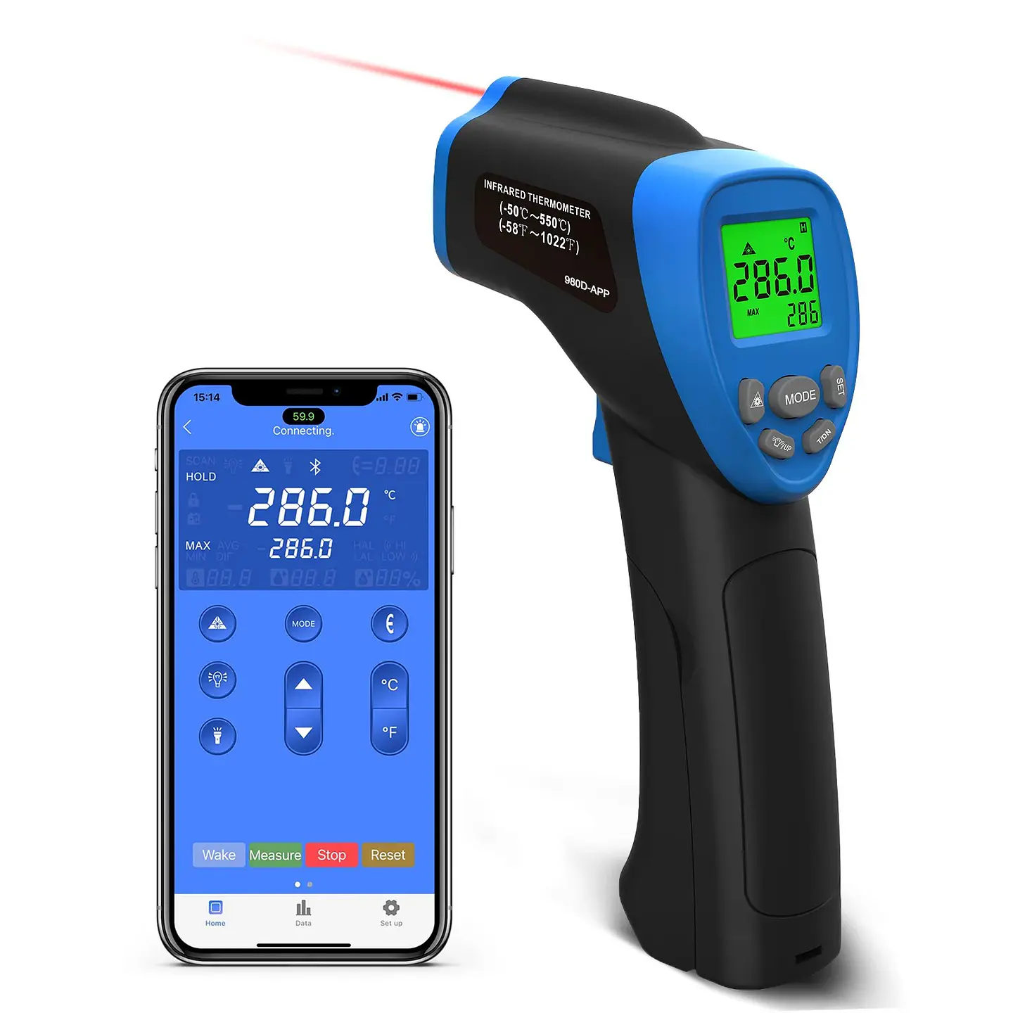 Termómetro Infrarrojo Profesional Rango -50 a 550 °C 8