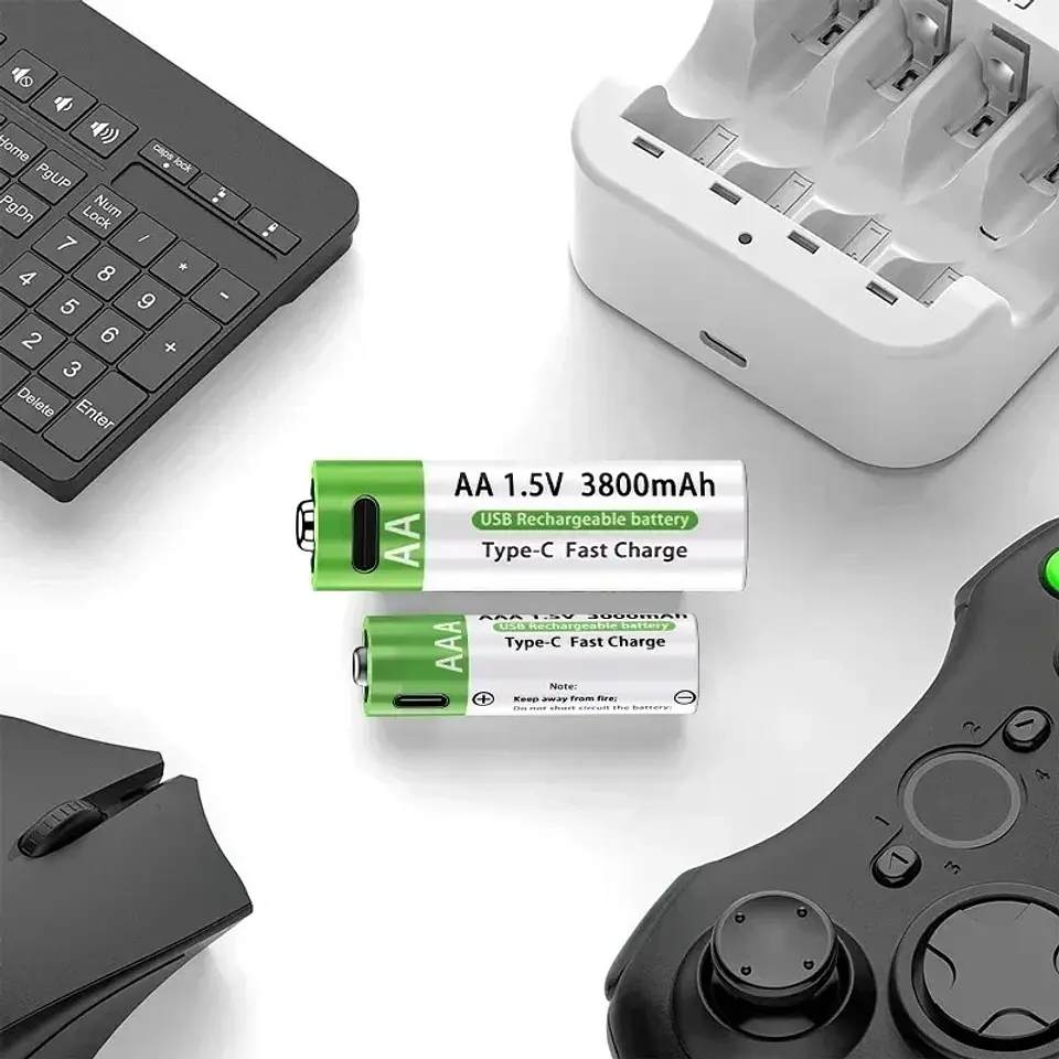 Baterías Recargables de Litio USB Tipo-C 1.5V AA y AAA Alta Capacidad 3