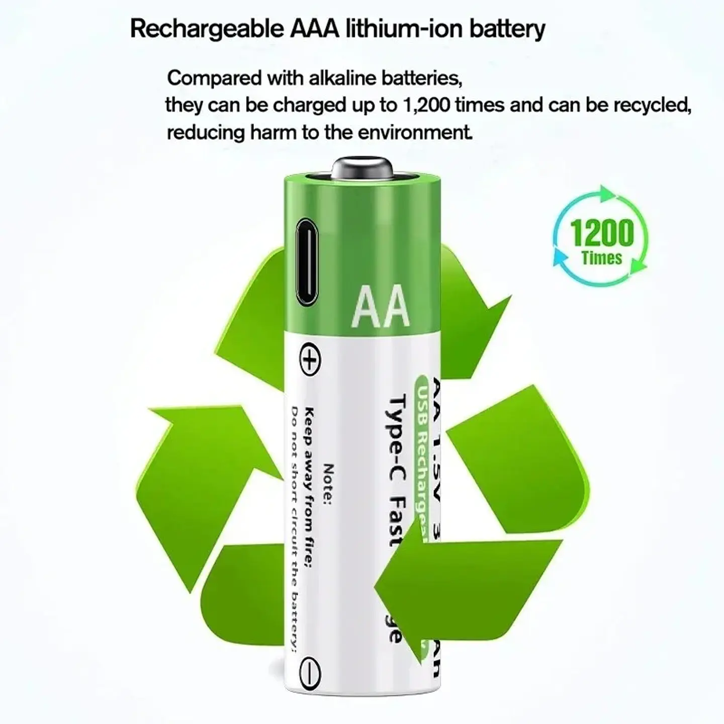Baterías Recargables de Litio USB Tipo-C 1.5V AA y AAA Alta Capacidad 5