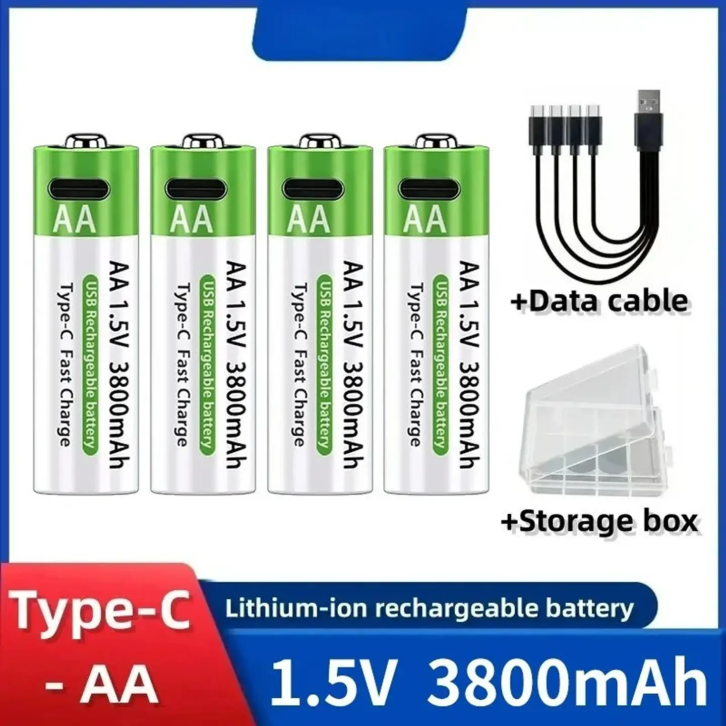 Baterías Recargables de Litio USB Tipo-C 1.5V AA y AAA Alta Capacidad 9