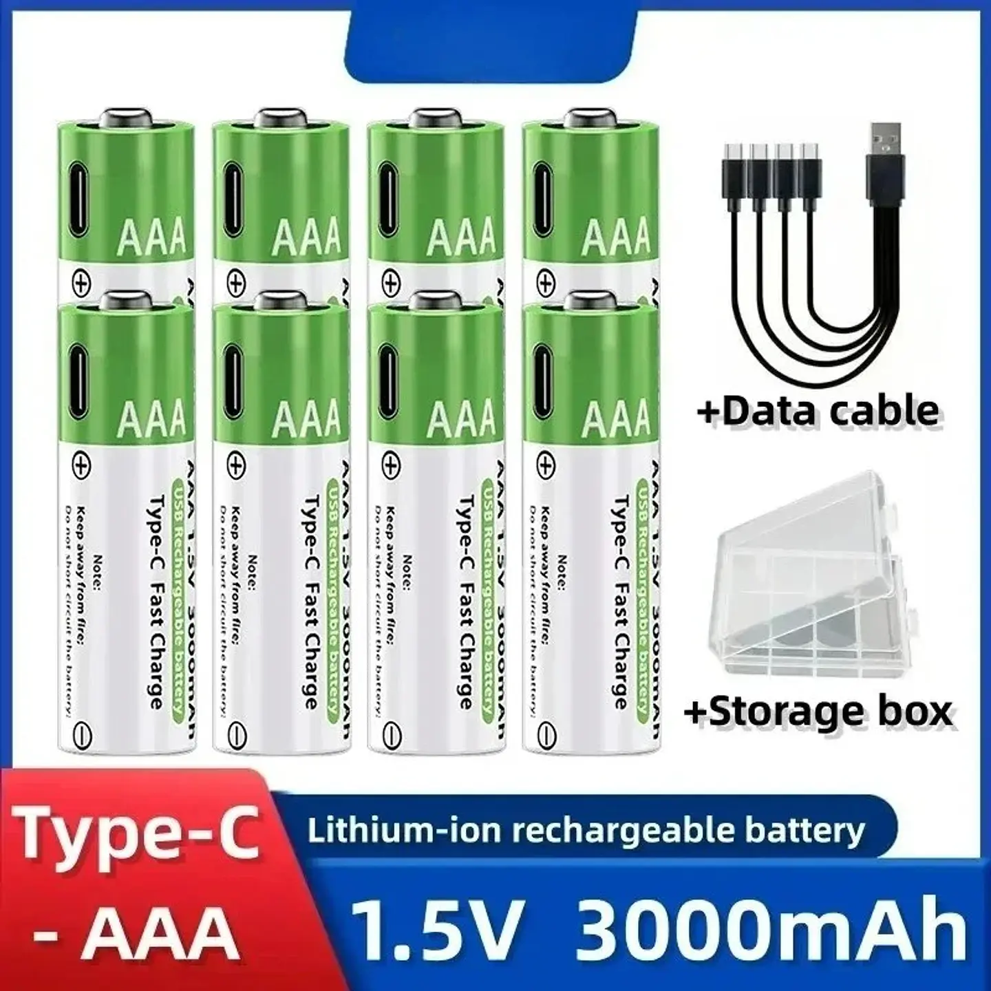 Baterías Recargables de Litio USB Tipo-C 1.5V AA y AAA Alta Capacidad 10