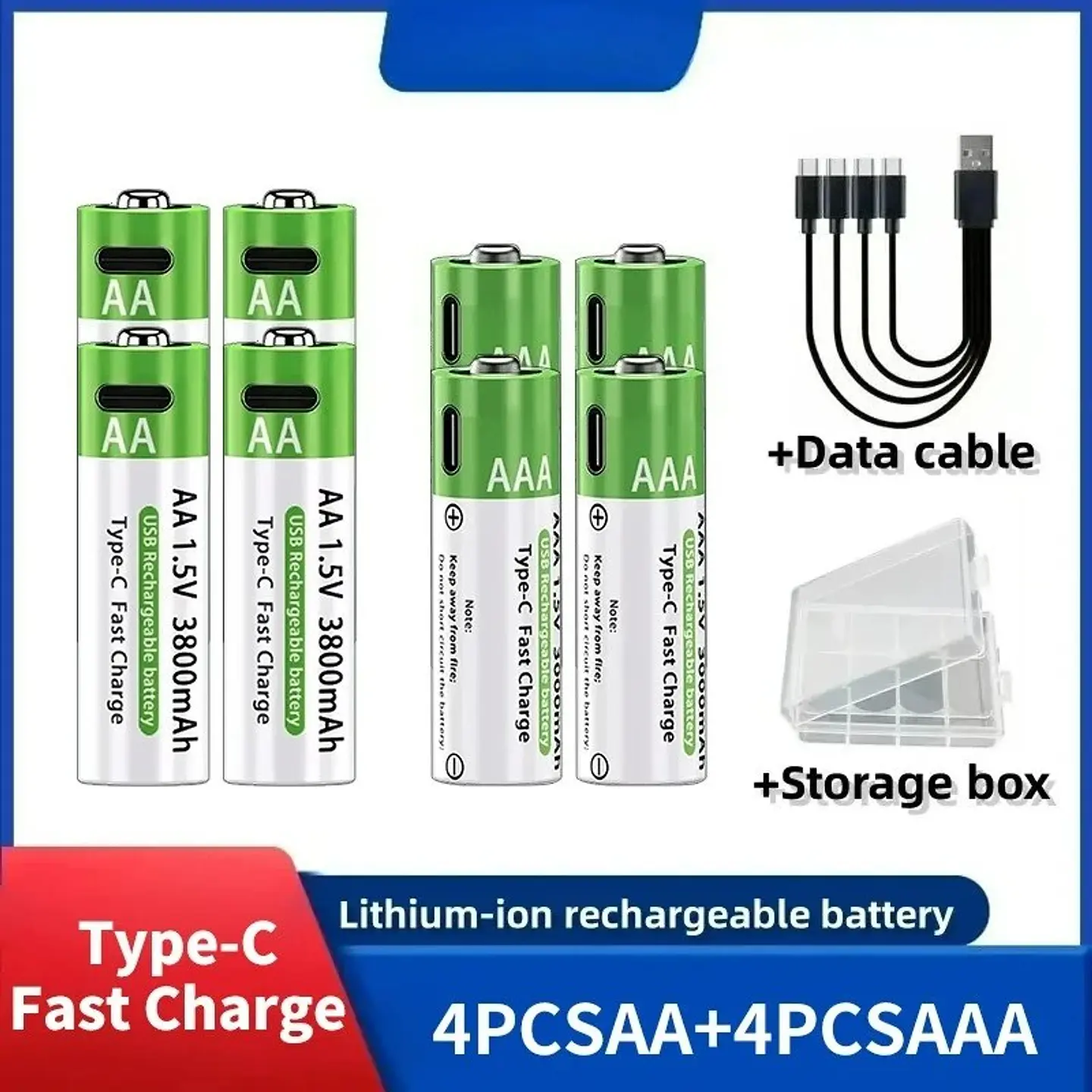 Baterías Recargables de Litio USB Tipo-C 1.5V AA y AAA Alta Capacidad 11