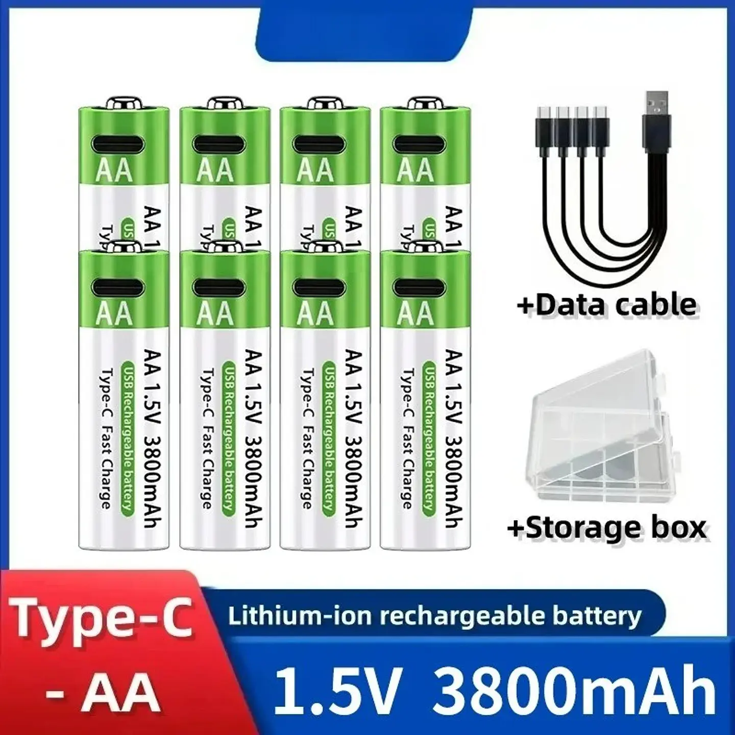 Baterías Recargables de Litio USB Tipo-C 1.5V AA y AAA Alta Capacidad 12