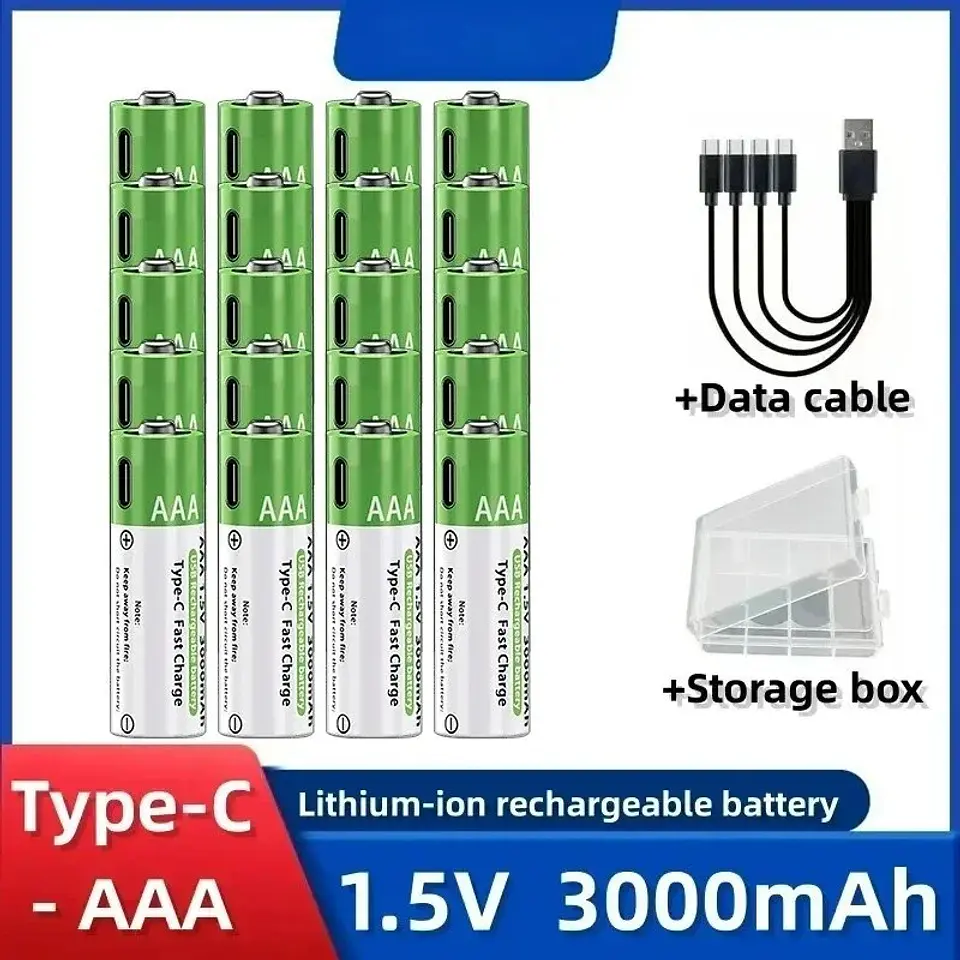 Baterías Recargables de Litio USB Tipo-C 1.5V AA y AAA Alta Capacidad 13