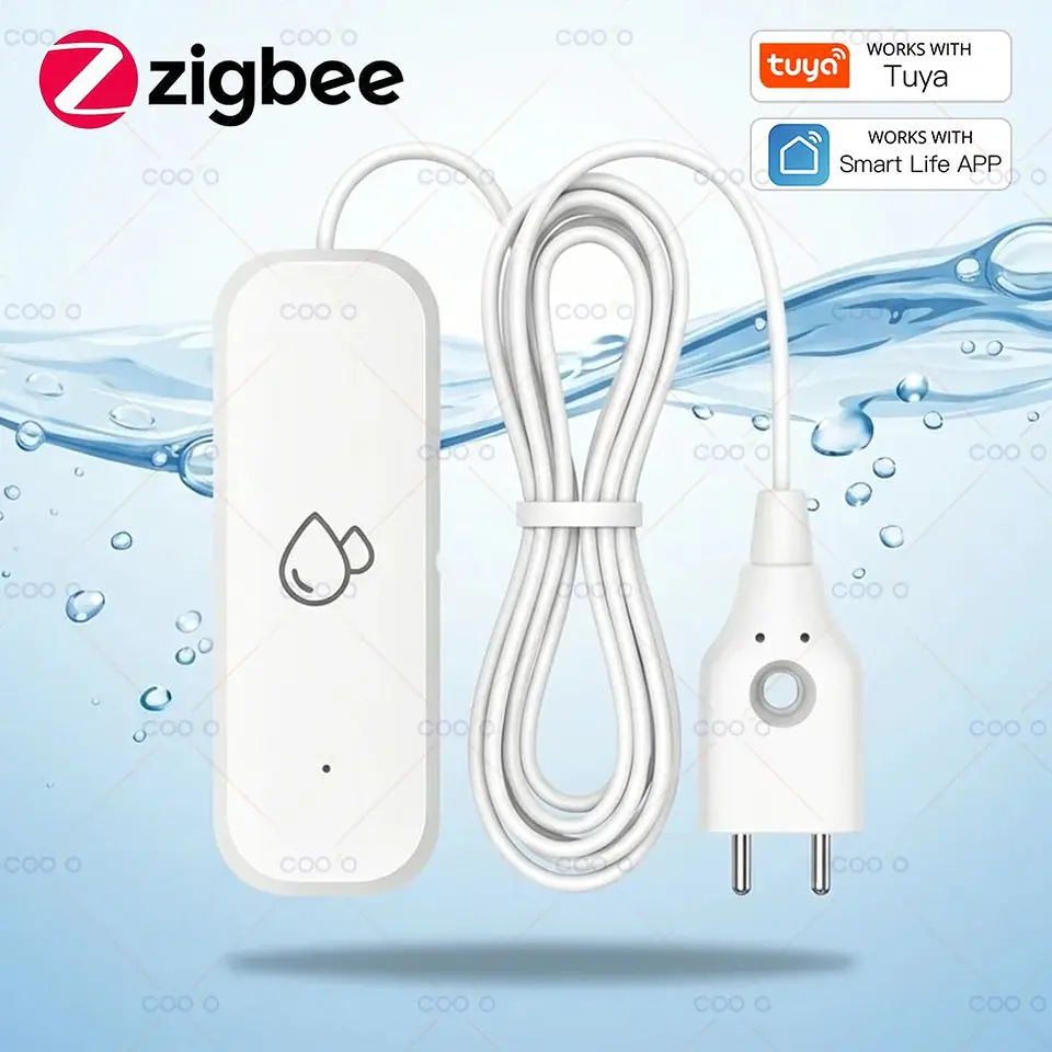 Sensor de Fugas de Agua Smart Life Tuya Inalámbrico ZigBee 1