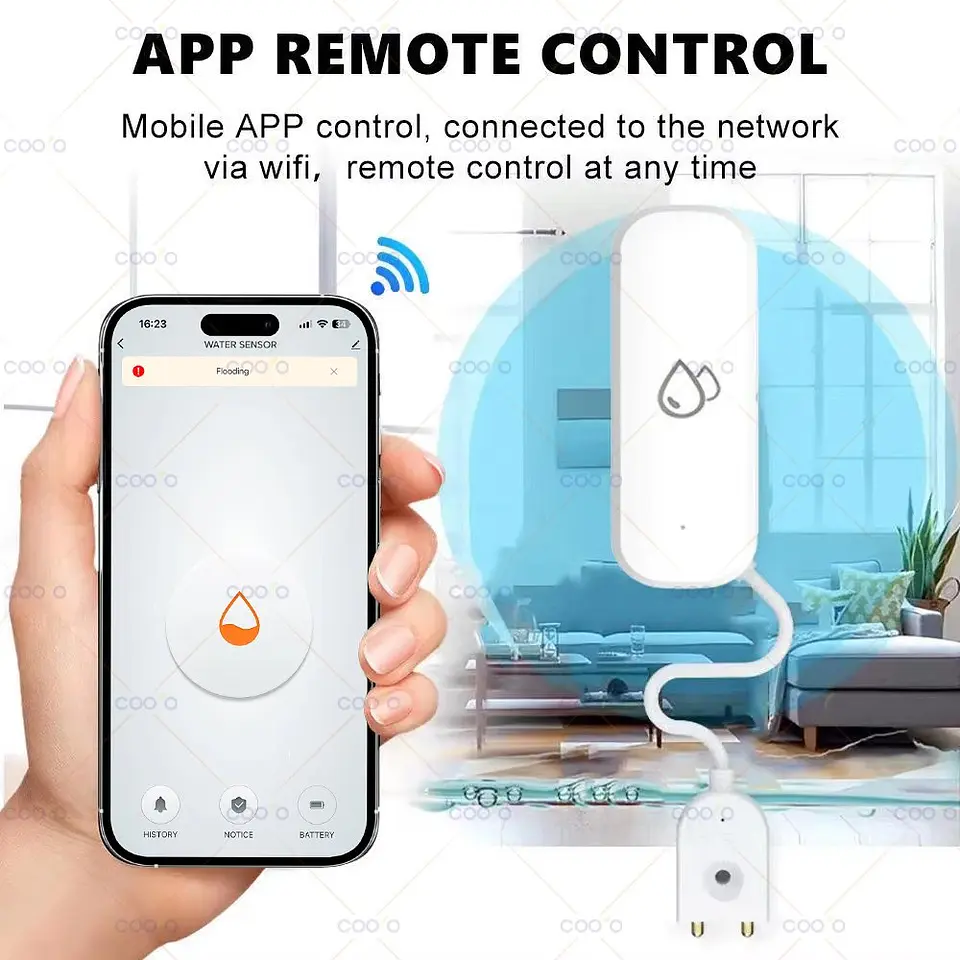 Sensor de Fugas de Agua Smart Life Tuya Inalámbrico ZigBee 3
