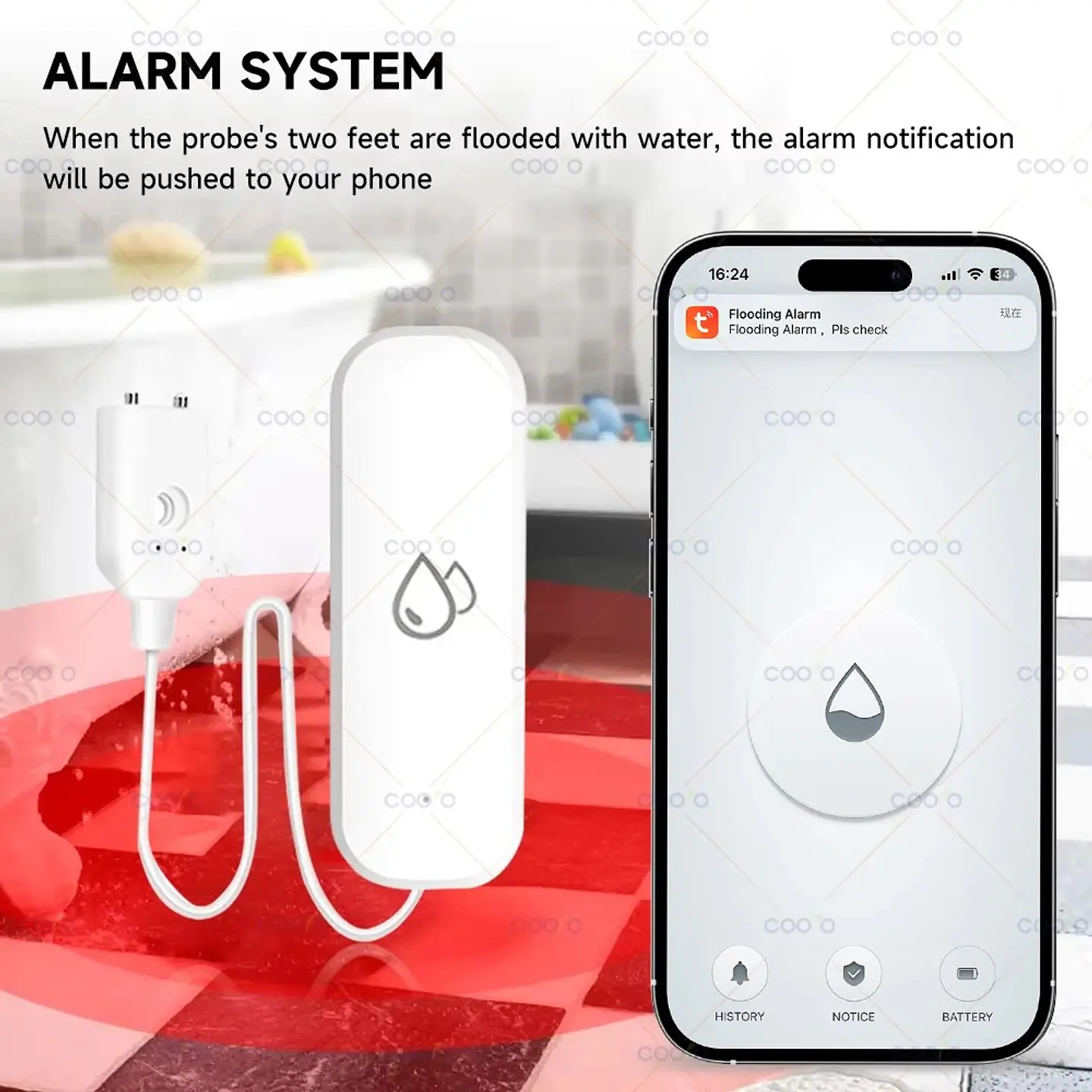 Sensor de Fugas de Agua Smart Life Tuya Inalámbrico ZigBee 4