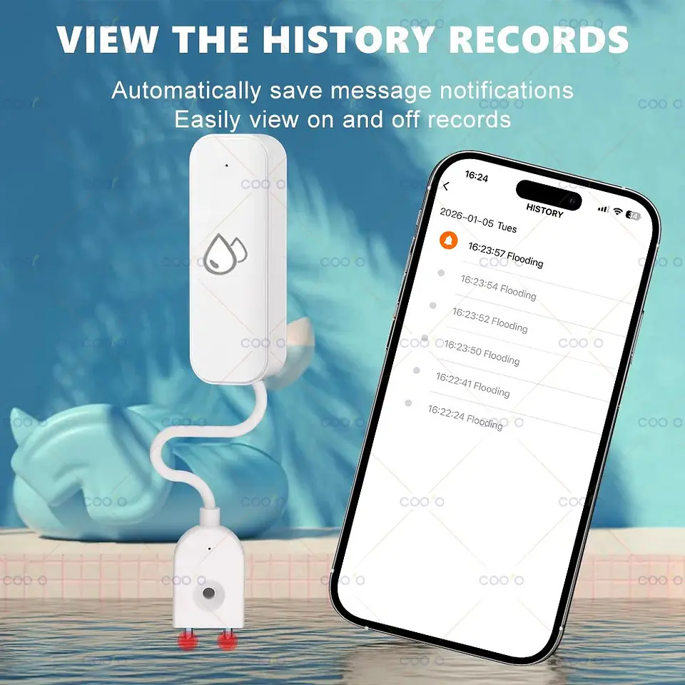 Sensor de Fugas de Agua Smart Life Tuya Inalámbrico ZigBee 5