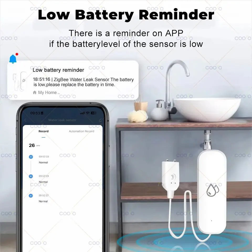 Sensor de Fugas de Agua Smart Life Tuya Inalámbrico ZigBee 6