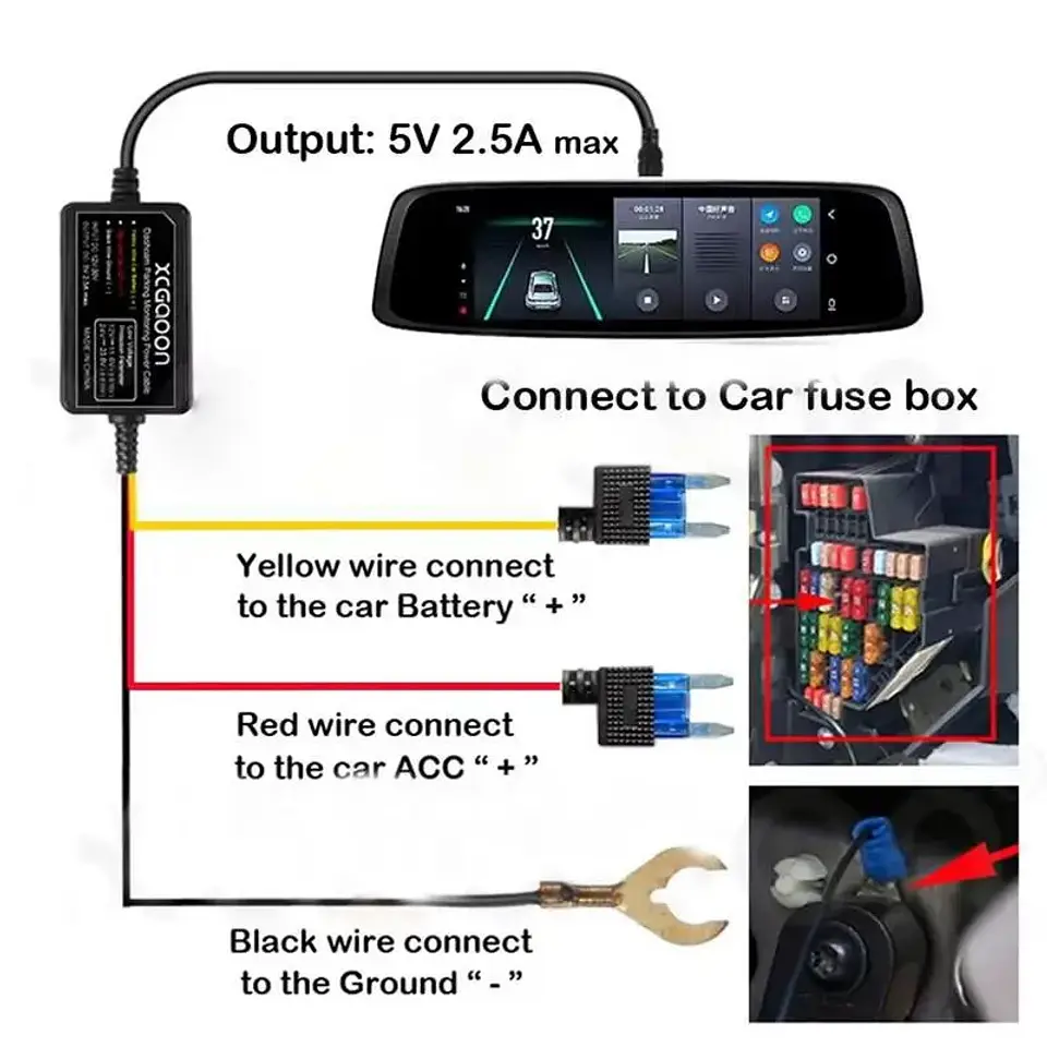 Kit Hardwire 12V/24V a 5V USB-C con Fusible – Alimentación Fija para GPS y Cámaras Vehiculares 2