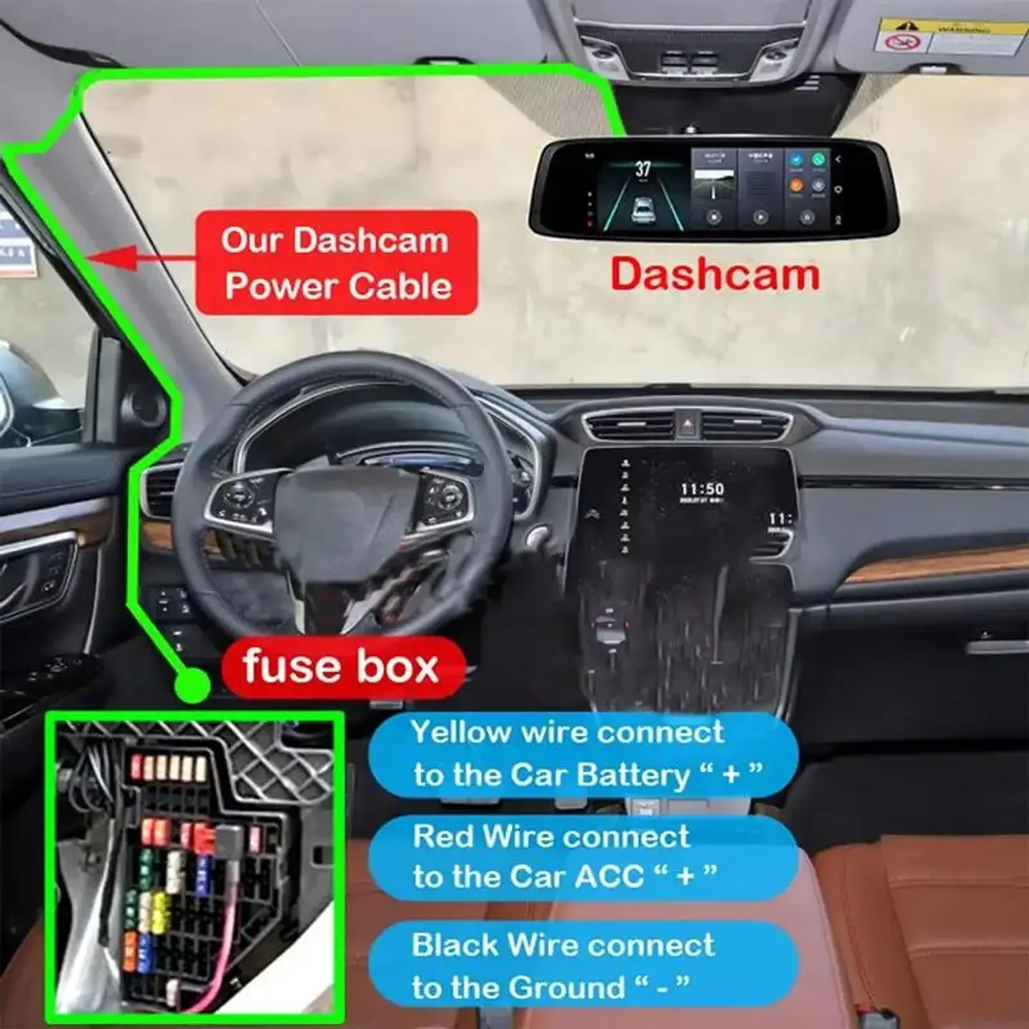 Kit Hardwire 12V/24V a 5V USB-C con Fusible – Alimentación Fija para GPS y Cámaras Vehiculares 6