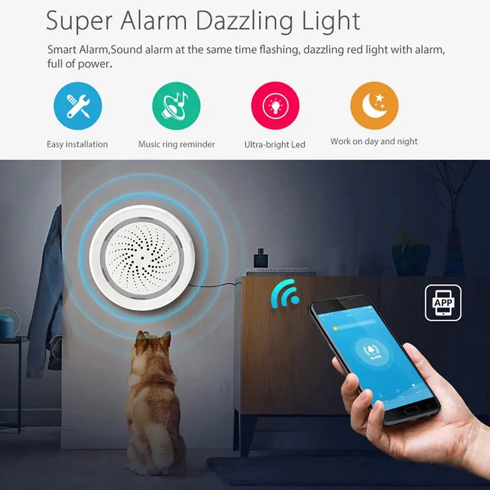 Sirena de Alarma WiFi Inteligente para Seguridad del Hogar 5