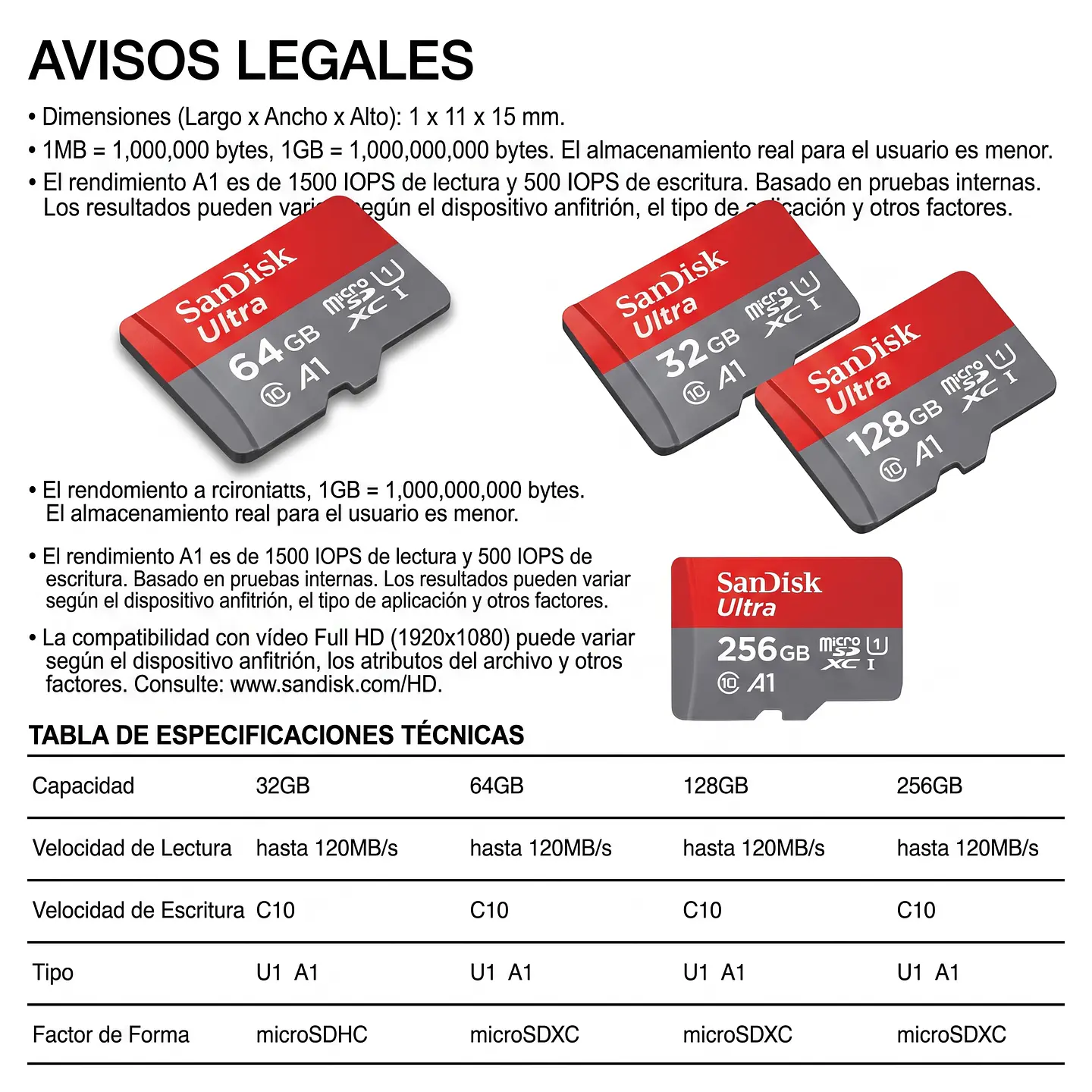 Tarjeta Micro SD 128GB UHS-I A1 para cámaras y dispositivos 5
