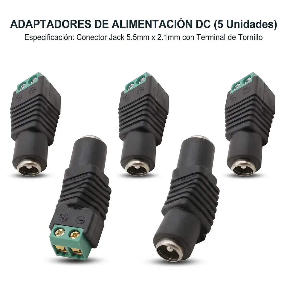 Adaptador Conector Jack DC 5.5x2.1mm 5.5x2.5mm 7