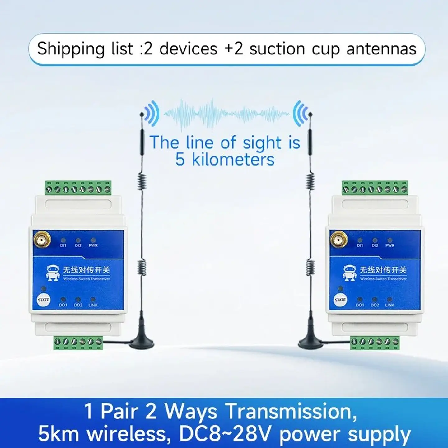 Interruptor Relé Inalámbrico LoRa Ebyte E860-DTU 1/2/4/8 Vías hasta 5 km — Control Remoto Industrial DIN 4
