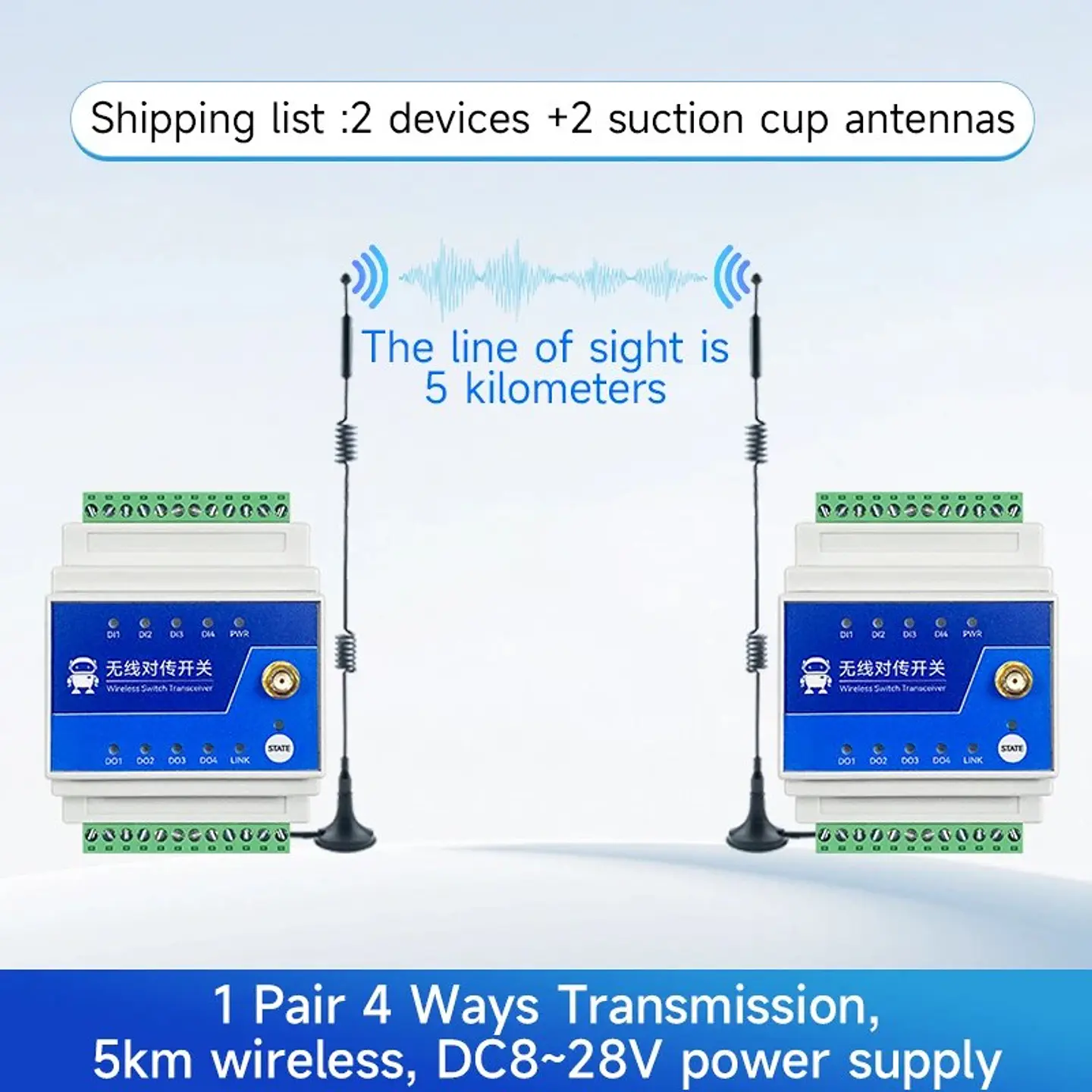 Interruptor Relé Inalámbrico LoRa Ebyte E860-DTU 1/2/4/8 Vías hasta 5 km — Control Remoto Industrial DIN 6