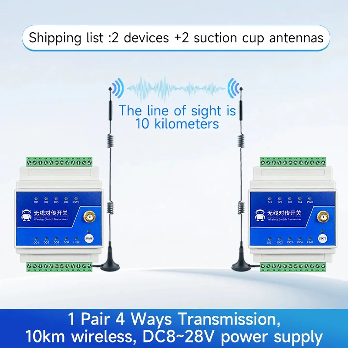 Interruptor Relé Inalámbrico LoRa Ebyte E860-DTU 1/2/4/8 Vías hasta 5 km — Control Remoto Industrial DIN 7