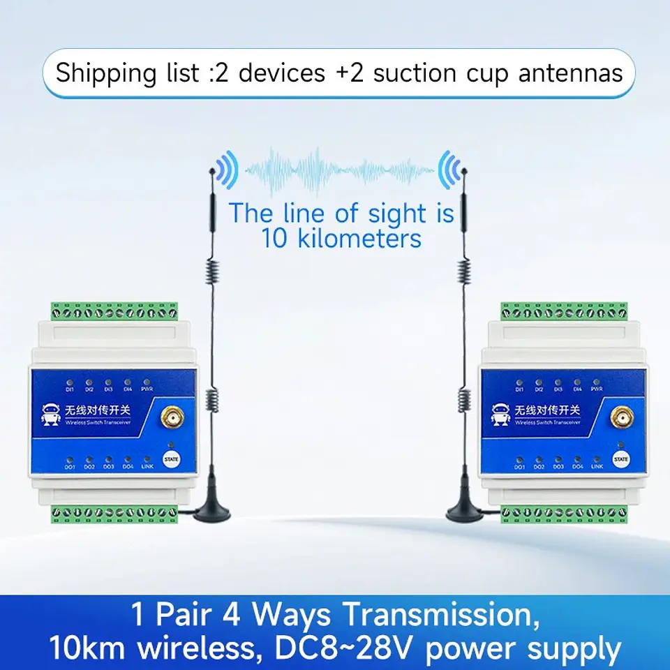 Interruptor Relé Inalámbrico LoRa Ebyte E860-DTU 1/2/4/8 Vías hasta 5 km — Control Remoto Industrial DIN 7