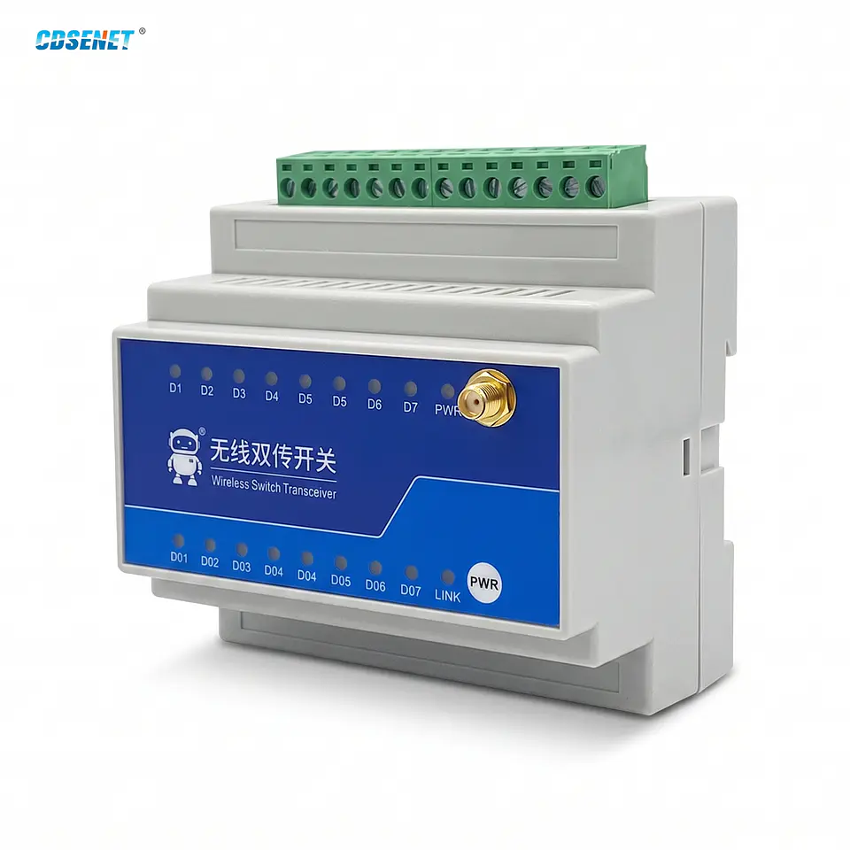 Interruptor Relé Inalámbrico LoRa Ebyte E860-DTU 1/2/4/8 Vías hasta 5 km — Control Remoto Industrial DIN 13