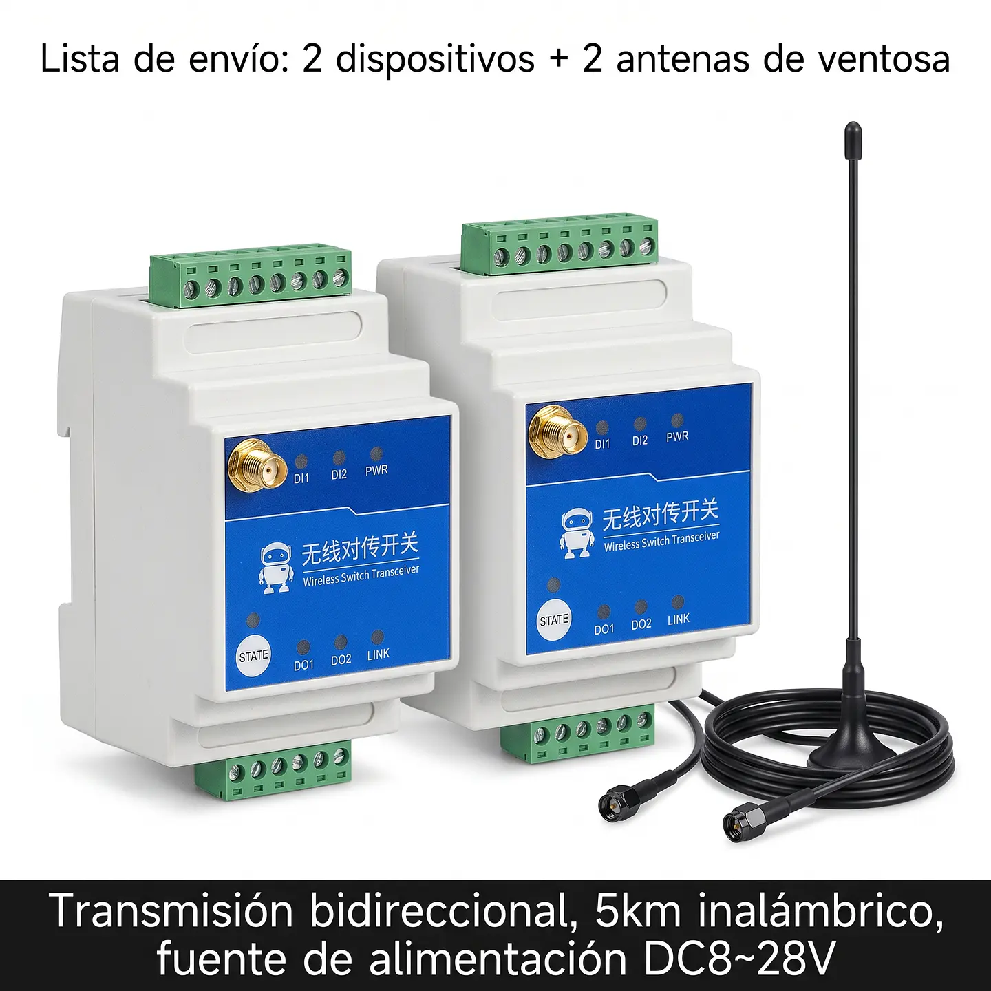 Interruptor Relé Inalámbrico LoRa Ebyte E860-DTU 1/2/4/8 Vías hasta 5 km — Control Remoto Industrial DIN 11