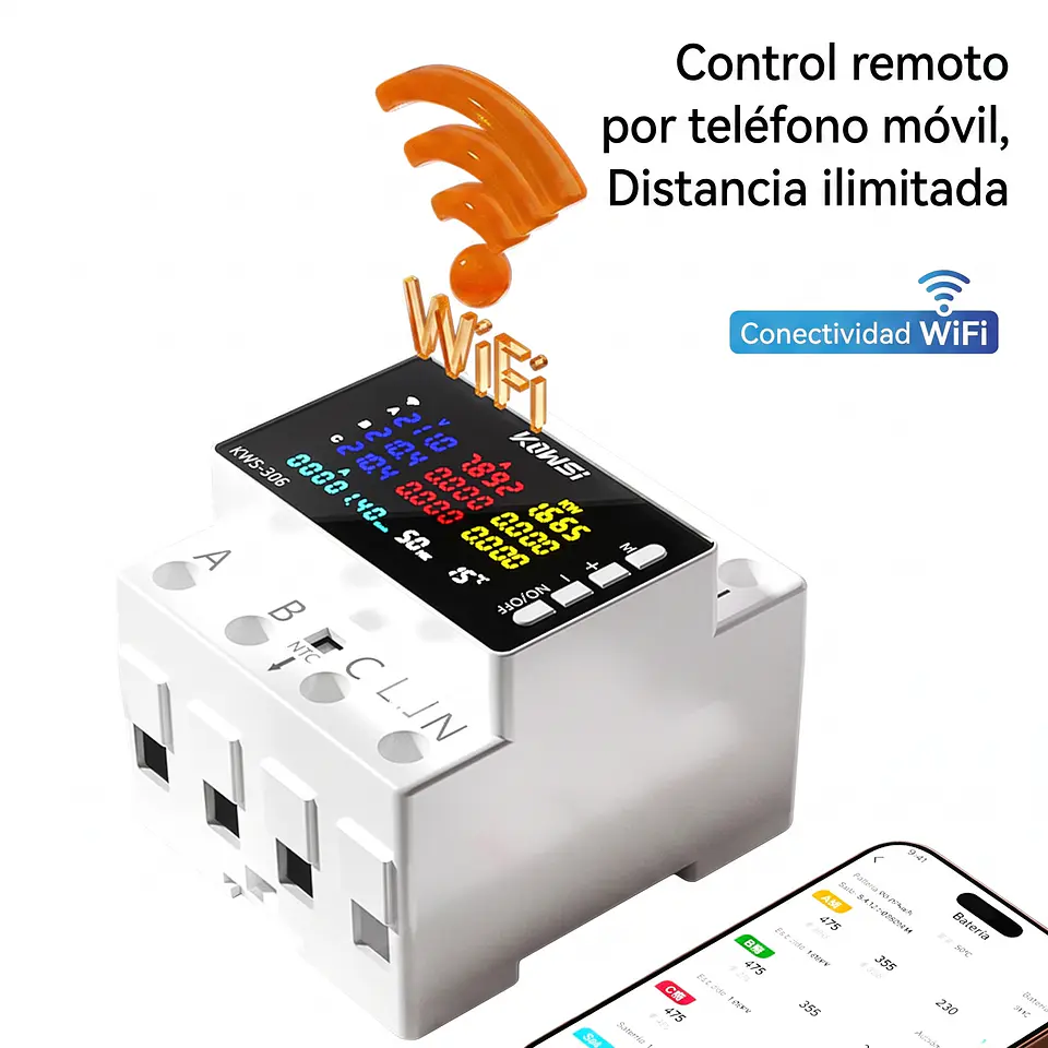 Medidor de Energía WiFi Trifásico 80A Tuya Smart con Protección de Sobrevoltaje 1