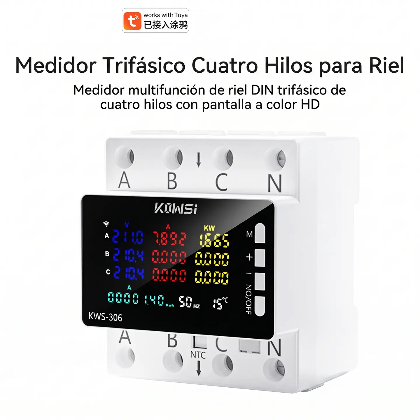 Medidor de Energía WiFi Trifásico 80A Tuya Smart con Protección de Sobrevoltaje 3