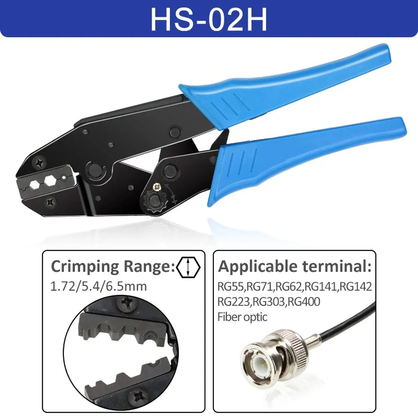 Alicate Crimpeador Hexagonal para Cable Coaxial y Conectores RF N, BNC, TNC, SMA y UHF 9